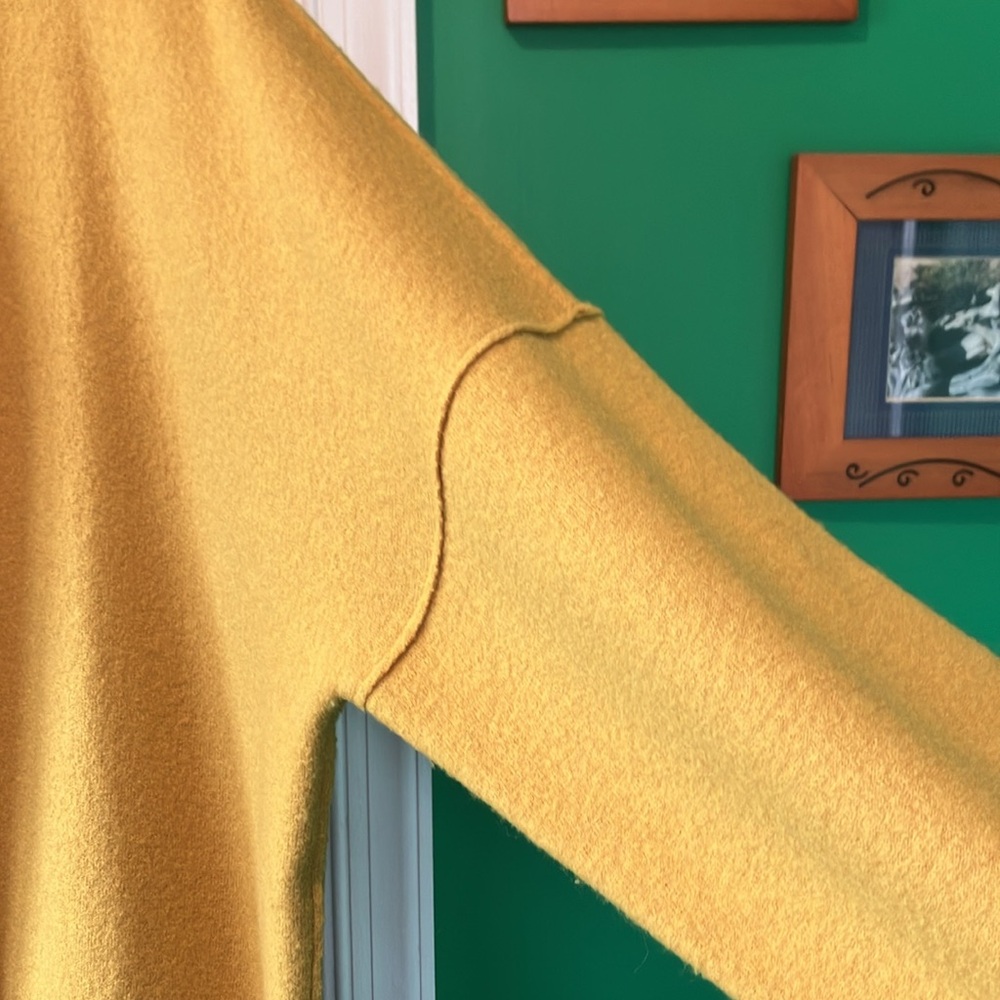 Eileen fisher Women's XL Mustard Yellow Sweater long boiled wool kimono coat - Picture 6 of 11